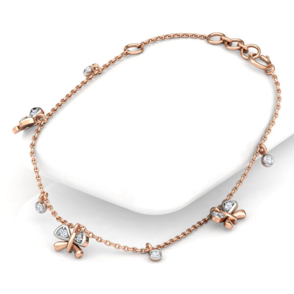 Lab Diamond Gold Butterfly Charm Bracelet - Image 4