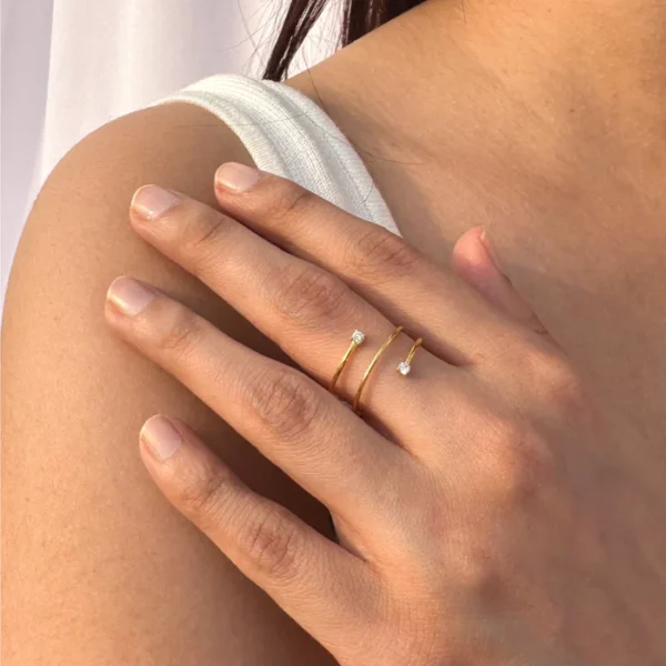 14KT Gold Lab Diamond Spring Ring - Image 2