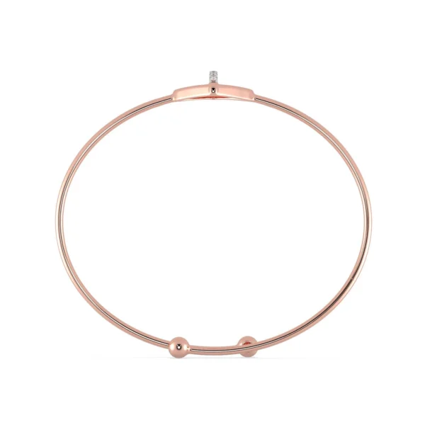 Geometric Rose Gold Bangle with Diamond Accent - Image 2