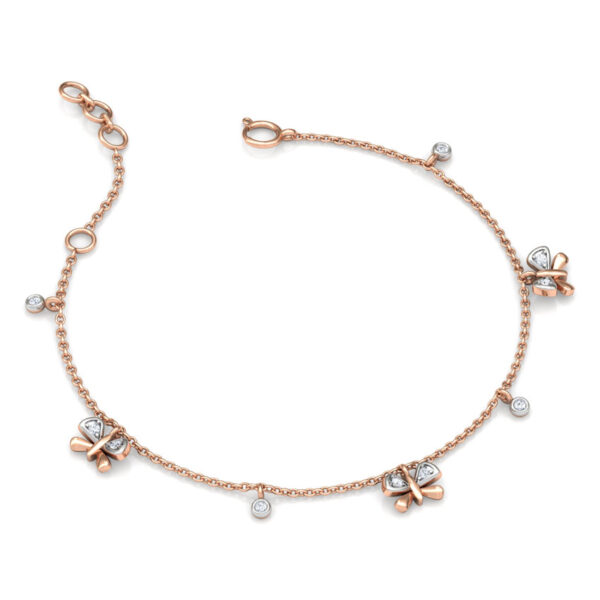 Lab Diamond Gold Butterfly Charm Bracelet - Image 3