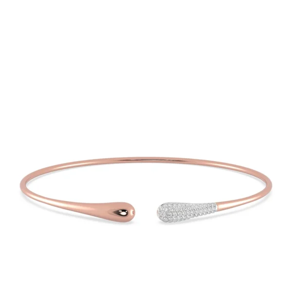 Rose Gold Lab Diamond Open Bangle - Image 2