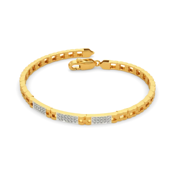 Elegant Gold Real Diamond Mens Bracelet with Sleek Rectangular Link Design