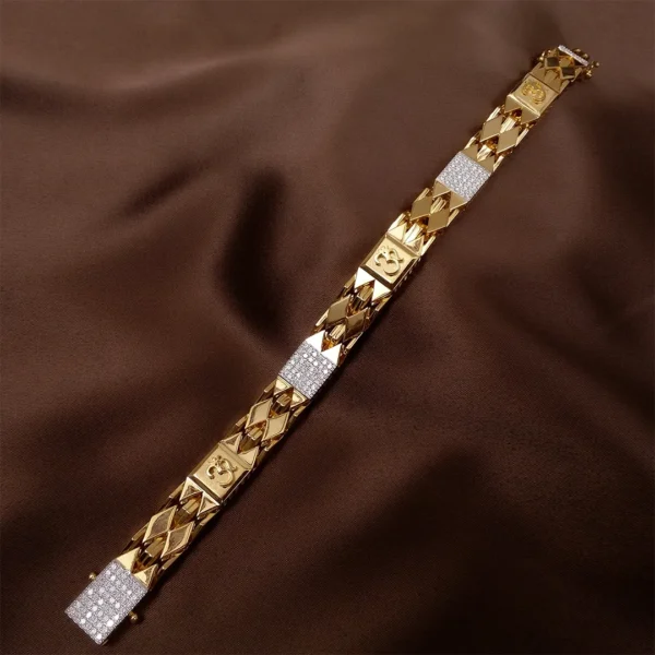 Elegant OM Bracelet with Lab Diamonds Gold For Men - Image 3