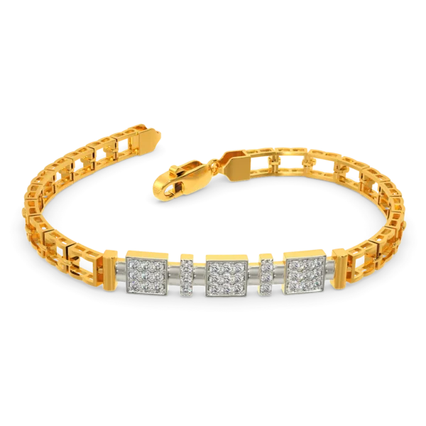 Luxurious Mens Gold Bracelet with Square-Cut Diamonds