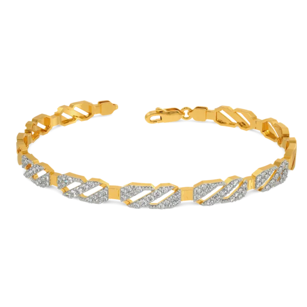 Opulent Radiance Men's Lab Diamond Gold Bracelet - Image 5