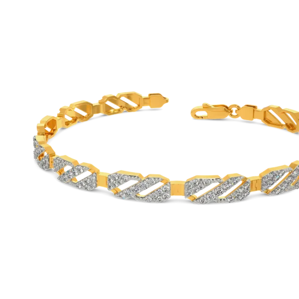 Opulent Radiance Men's Lab Diamond Gold Bracelet - Image 3