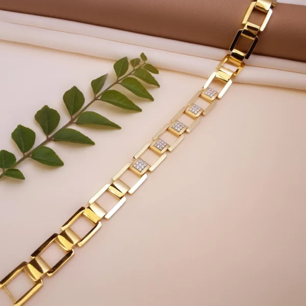 Regal Gold Bracelet with Lab Diamonds for Men