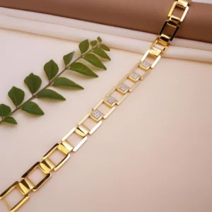 Regal Gold Bracelet with Real Diamonds for Men