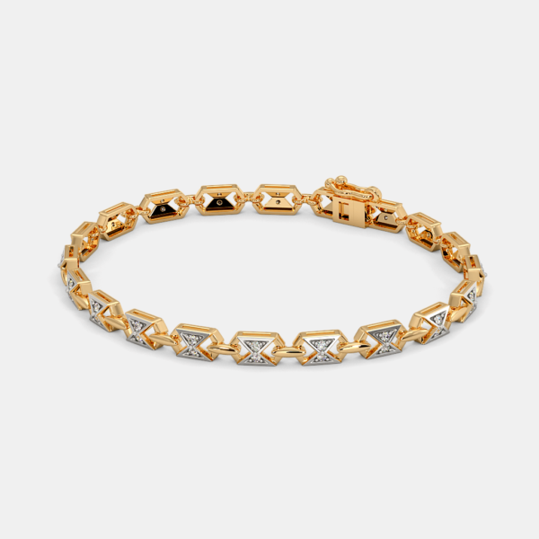 Stylish Men's Gold Lab Diamond Bracelet with Hexagonal Link Design - Image 4