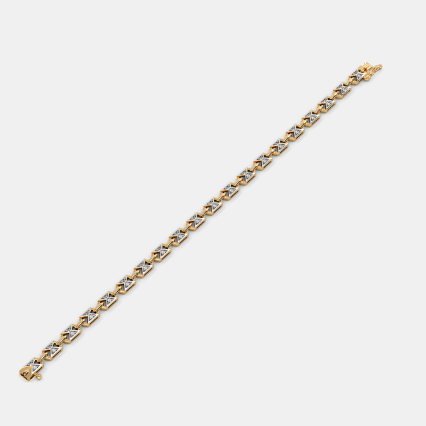 Stylish Men's Gold Lab Diamond Bracelet with Hexagonal Link Design - Image 3