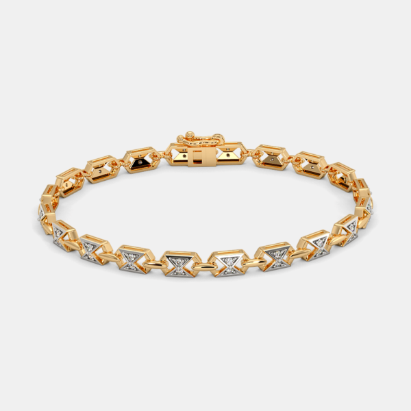 Stylish Men's Gold Lab Diamond Bracelet with Hexagonal Link Design