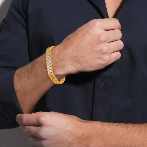 Elegant Embrace Lab Diamonds Gold Bracelet For Mens - Image 2