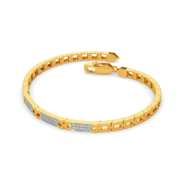 Elegant Gold Real Diamond Mens Bracelet with Sleek Rectangular Link Design - Image 5