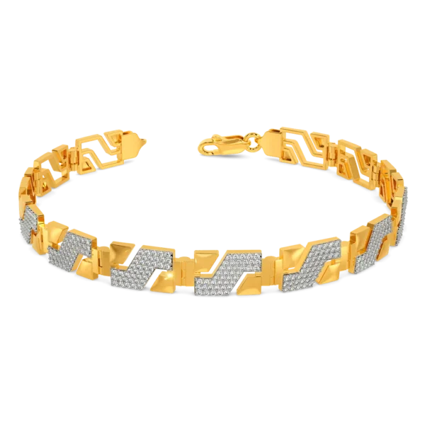 Elegant Men's Gold Lab Diamond Bracelet with Modern Geometric Design - Image 5