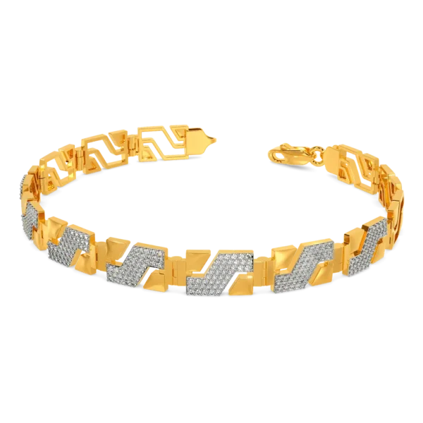 Elegant Men's Gold Lab Diamond Bracelet with Modern Geometric Design