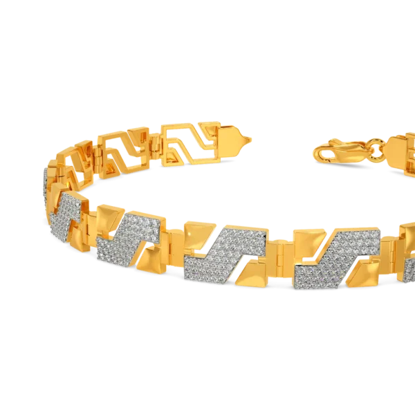Elegant Men's Gold Lab Diamond Bracelet with Modern Geometric Design - Image 4