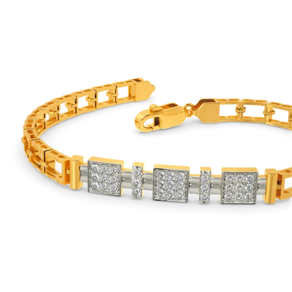 Luxurious Mens Gold Bracelet with Square-Cut Diamonds - Image 5