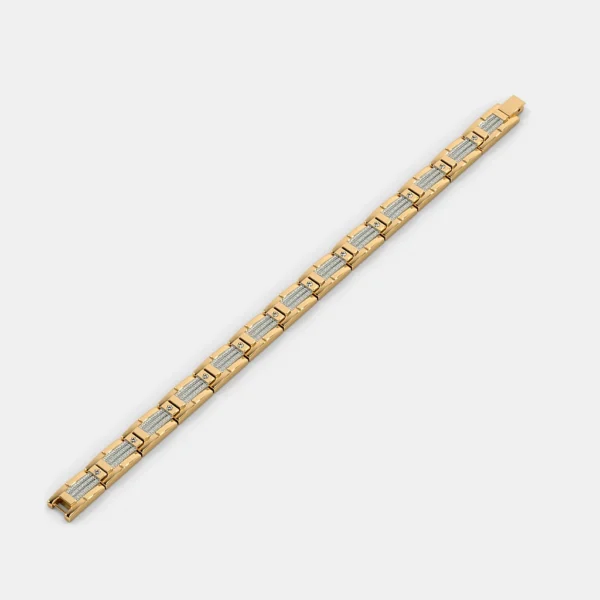 Modern Gold Men's Bracelet with Lab Diamond-Accented Geometric Links - Image 3